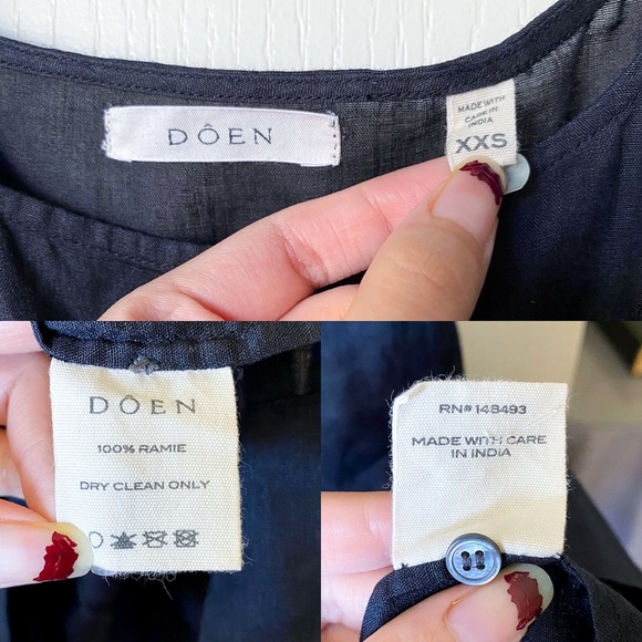 Doen Lantana Dress Black Ramie Maxi Sheer Sleeveless XXS EUC - Picture 5 of 9